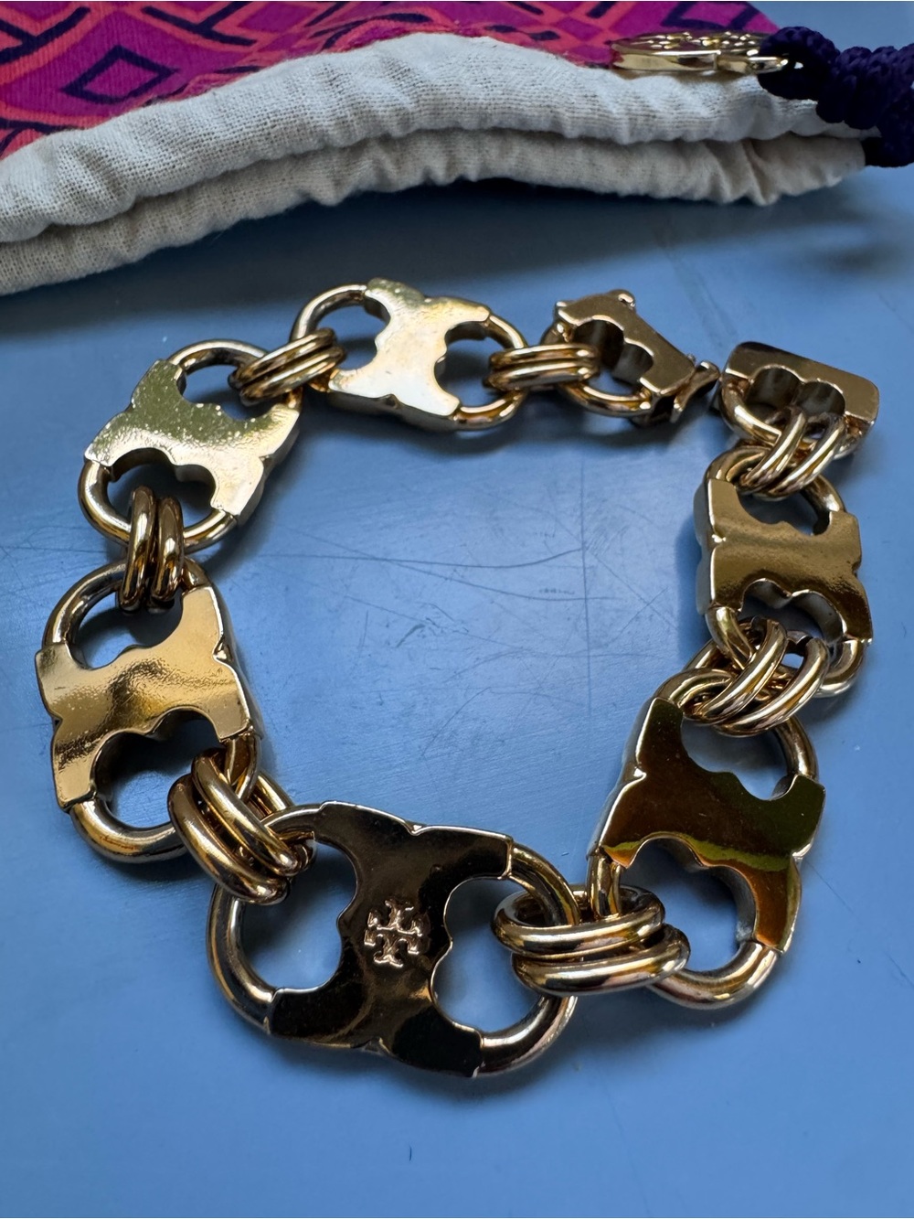 Tory Burch Gemini Gold Link Statement Bracelet